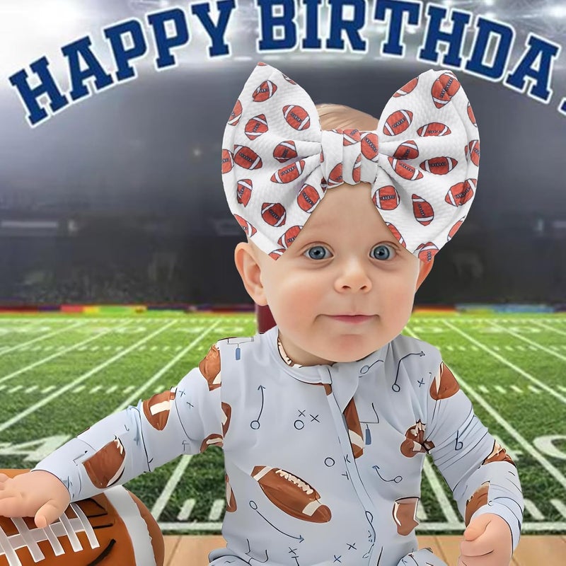 ONENINEDREAM Football Baby Bow Headbands for Girls Super Bowl Infants Hair Accessories Toddlers Outfits for Sports Parties Baby Girl Football Outfit - Image 2